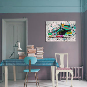 Modern Pop Art Canvas Wall Art Print Poster | Home Decor | Stretched 1 Panel - Graffiti Shoe