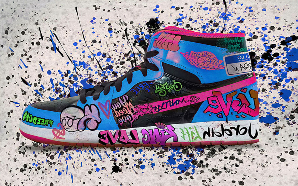 Modern Pop Art Canvas Wall Art Print Poster | Home Decor | Stretched 1 Panel - Graffiti Shoe
