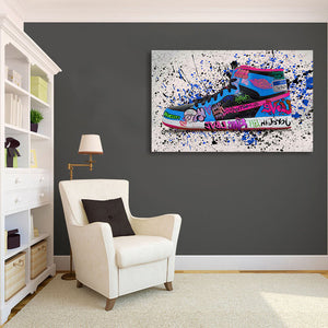 Modern Pop Art Canvas Wall Art Print Poster | Home Decor | Stretched 1 Panel - Graffiti Shoe