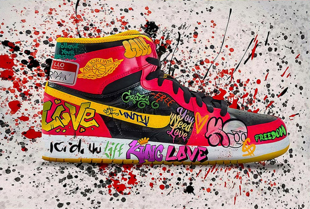 Modern Pop Art Canvas Wall Art Print Poster | Home Decor | Stretched 1 Panel - Graffiti Shoe