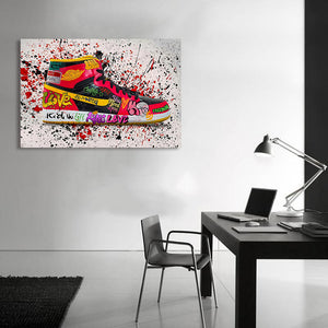 Modern Pop Art Canvas Wall Art Print Poster | Home Decor | Stretched 1 Panel - Graffiti Shoe