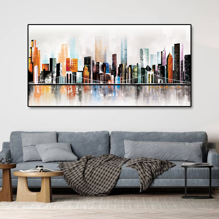 Pine Stretched  Framed 1 Panel - City