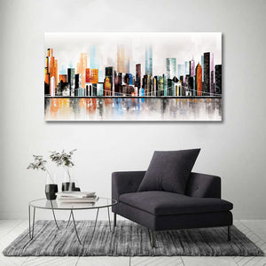 Modern Abstract Canvas Wall Art Print Poster | Home Decor | Stretched 1 Panel - City
