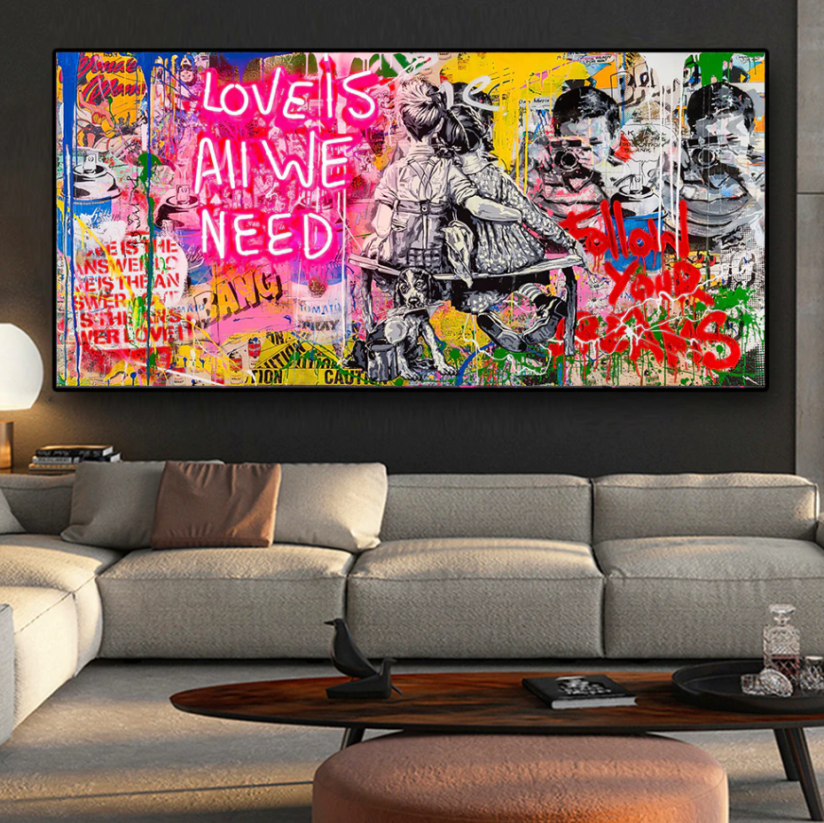 Framed 1 Panel - Banksy - Love is all we need