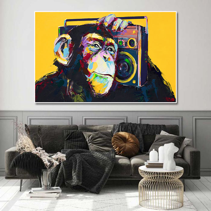 Modern Pop Art Canvas Wall Art Print Poster | Home Decor | Stretched 1 Panel - DJ Monkey