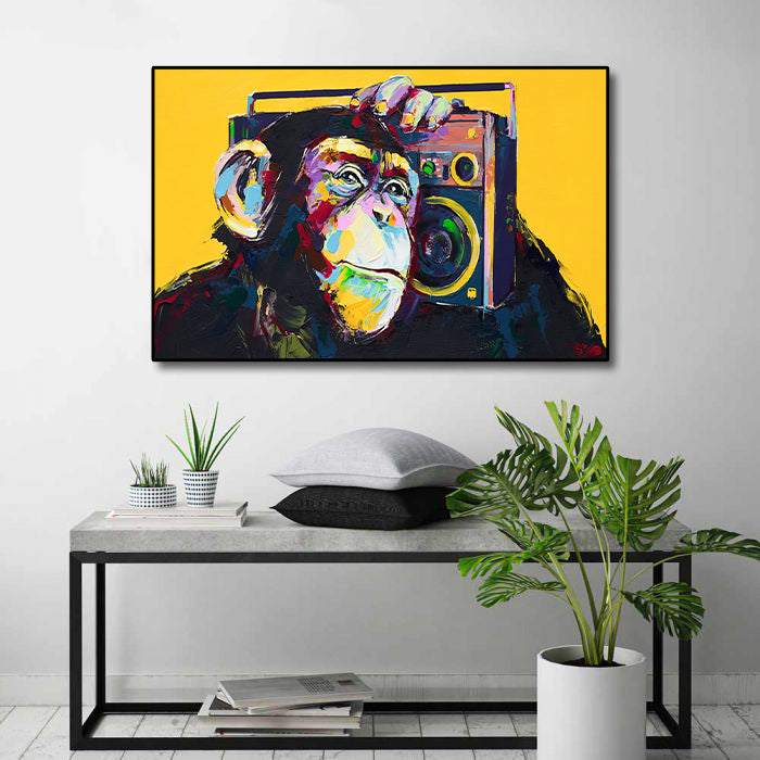 Modern Pop Art Canvas Wall Art Print Poster | Home Decor | Stretched 1 Panel - DJ Monkey