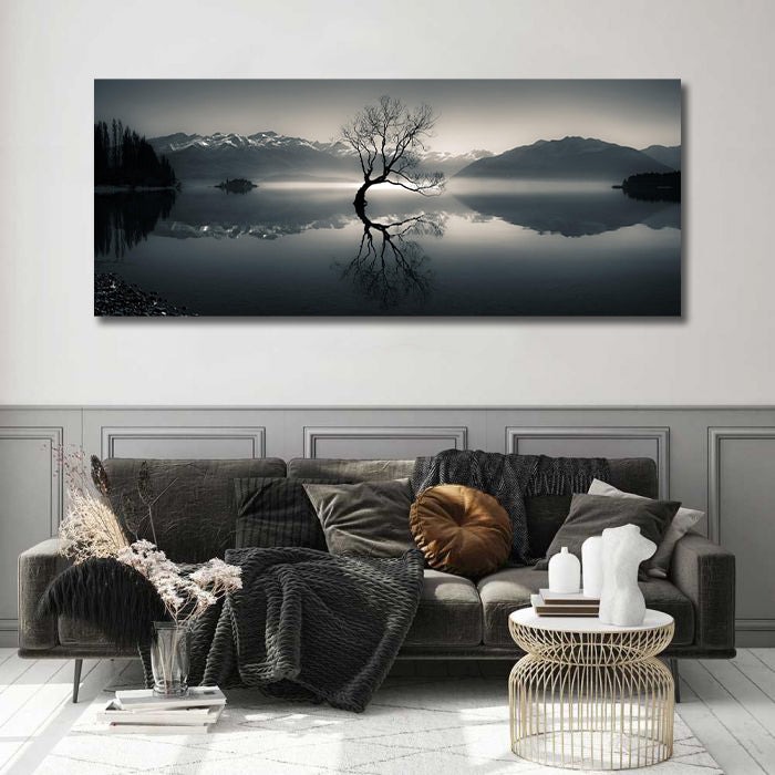 Modern Landscape Canvas Wall Art Print Poster | Home Decor | Stretched 1 Panel - Lake Wanaka