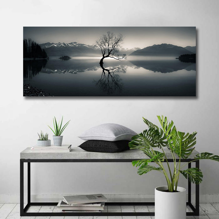Modern Landscape Canvas Wall Art Print Poster | Home Decor | Stretched 1 Panel - Lake Wanaka