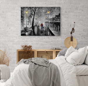 Pine Stretched  Framed 1 Panel - Raining Night