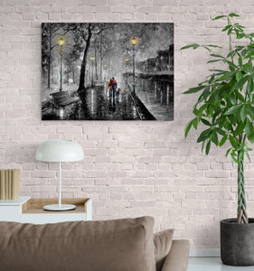 Pine Stretched  Framed 1 Panel - Raining Night