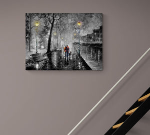 Pine Stretched  Framed 1 Panel - Raining Night