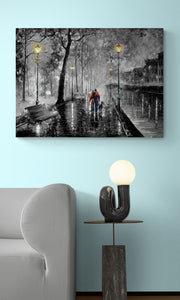 Pine Stretched  Framed 1 Panel - Raining Night