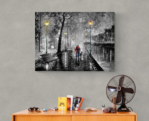 Pine Stretched  Framed 1 Panel - Raining Night