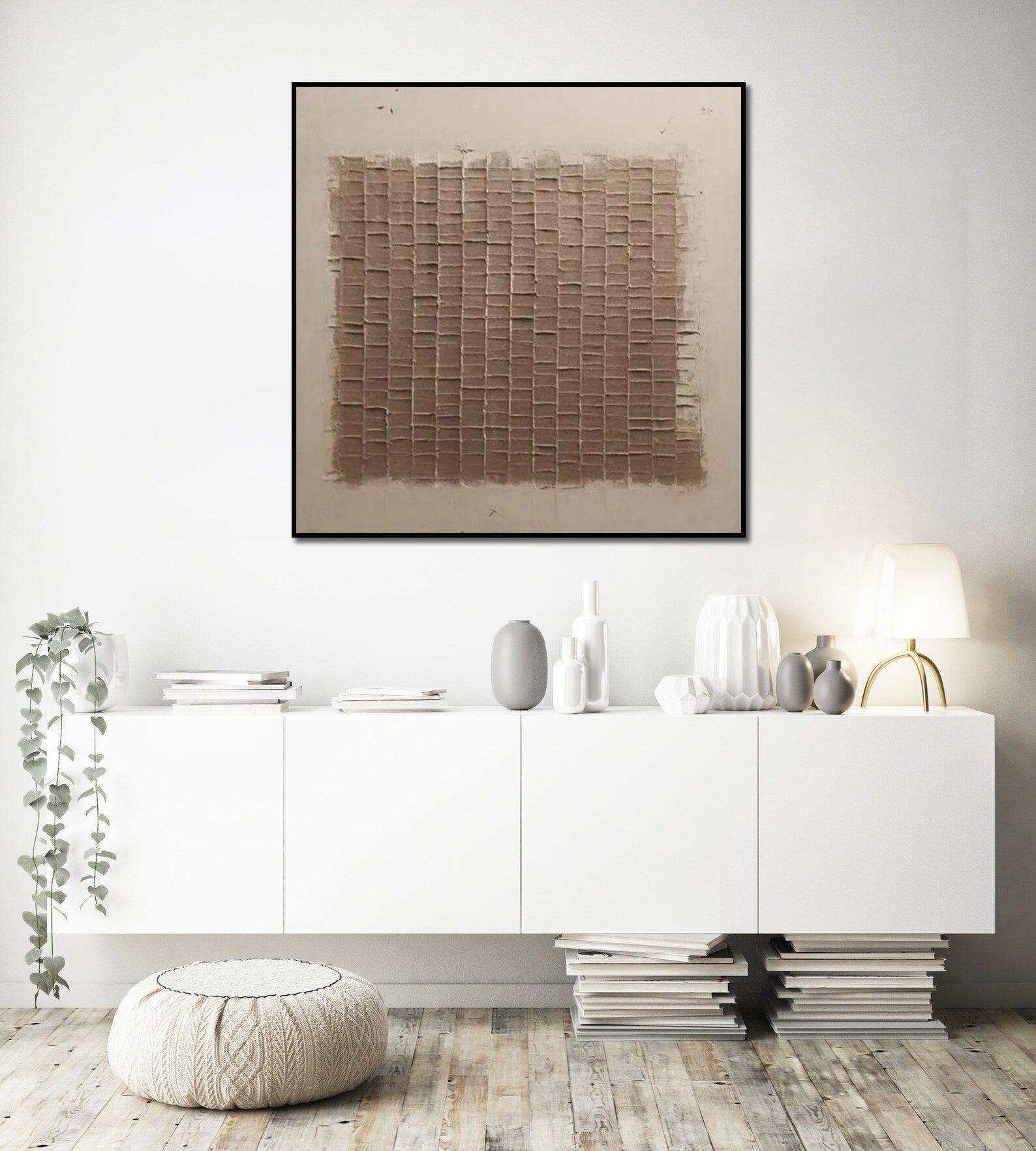 Hand Made Painting Stretched 1 Panel - Wabi-Sabi Abstract Texture