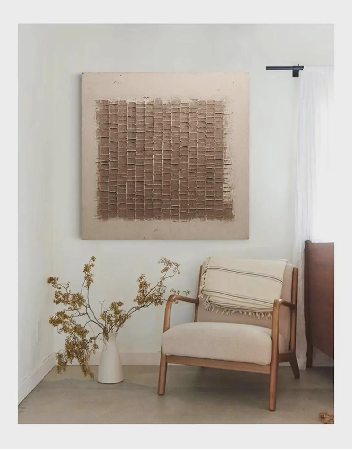 Hand Made Painting Stretched 1 Panel - Wabi-Sabi Abstract Texture