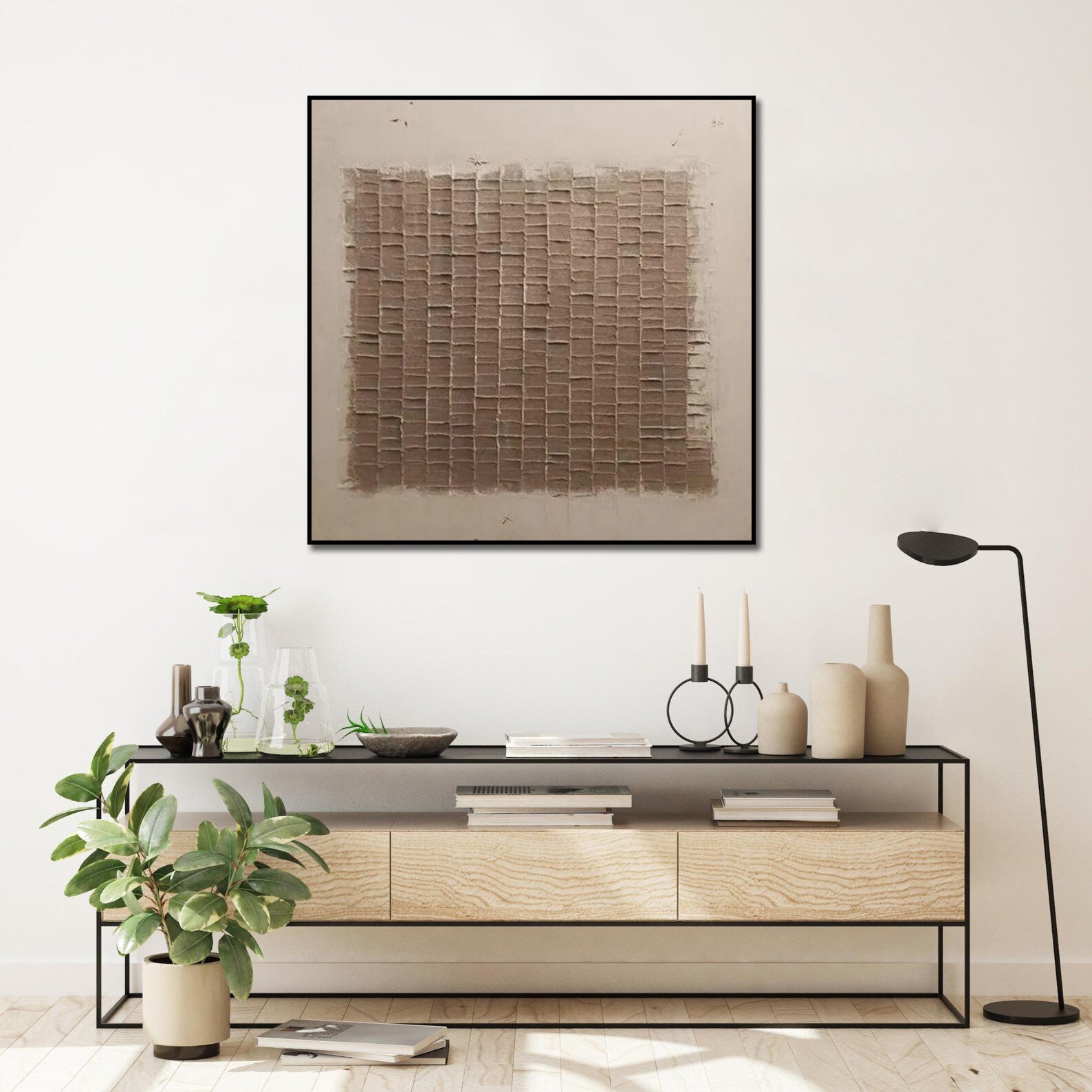 Hand Made Painting Stretched 1 Panel - Wabi-Sabi Abstract Texture