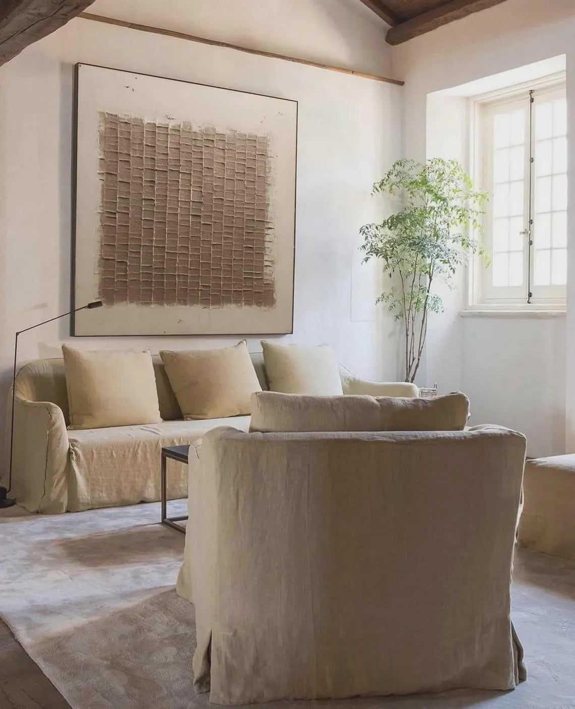 Hand Made Painting Stretched 1 Panel - Wabi-Sabi Abstract Texture