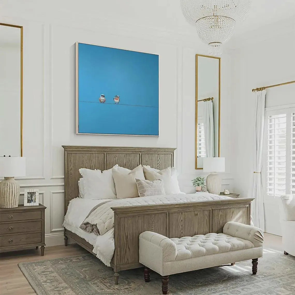 Hand Made Painting Stretched 1 Panel - Minimalist Birds