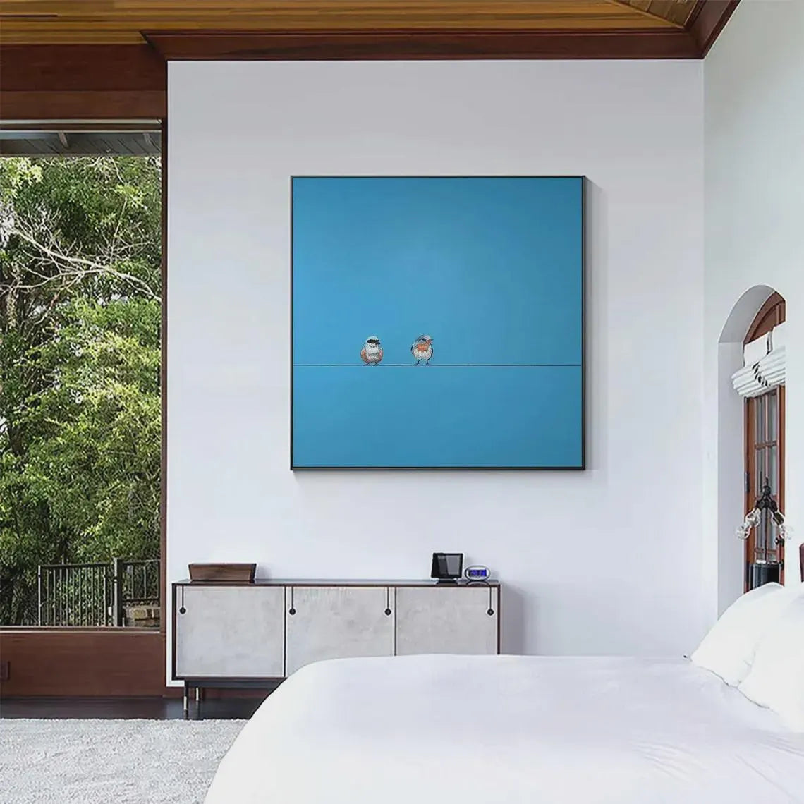 Hand Made Painting Stretched 1 Panel - Minimalist Birds