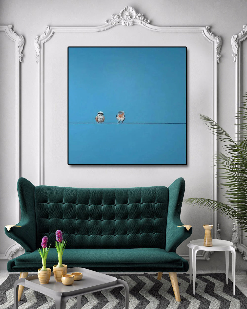 Hand Made Painting Stretched 1 Panel - Minimalist Birds