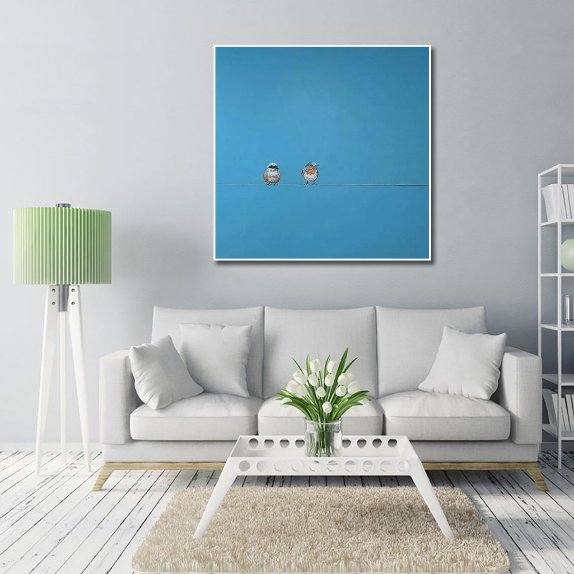 Hand Made Painting Stretched 1 Panel - Minimalist Birds