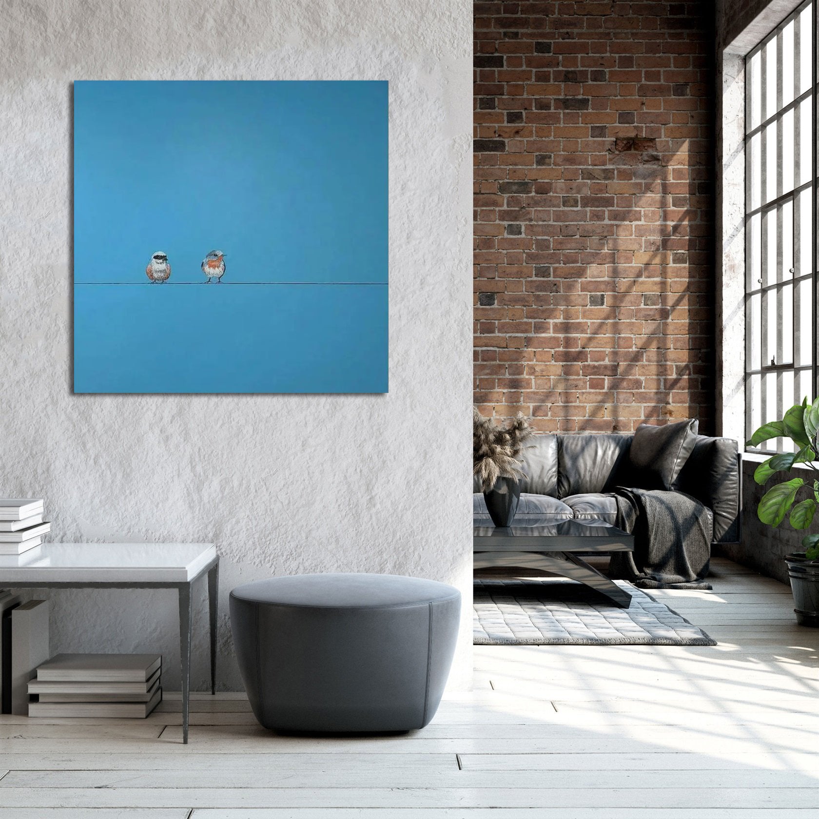 Hand Made Painting Stretched 1 Panel - Minimalist Birds