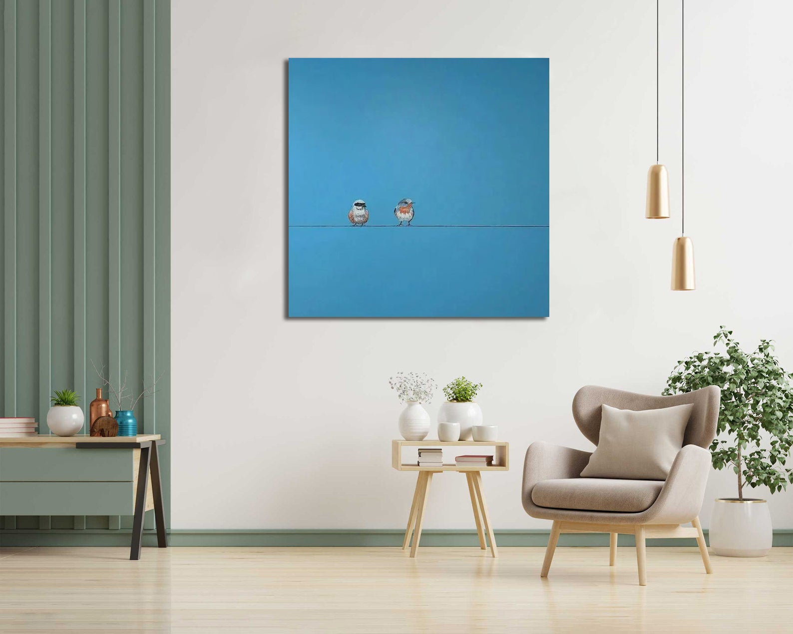 Hand Made Painting Stretched 1 Panel - Minimalist Birds