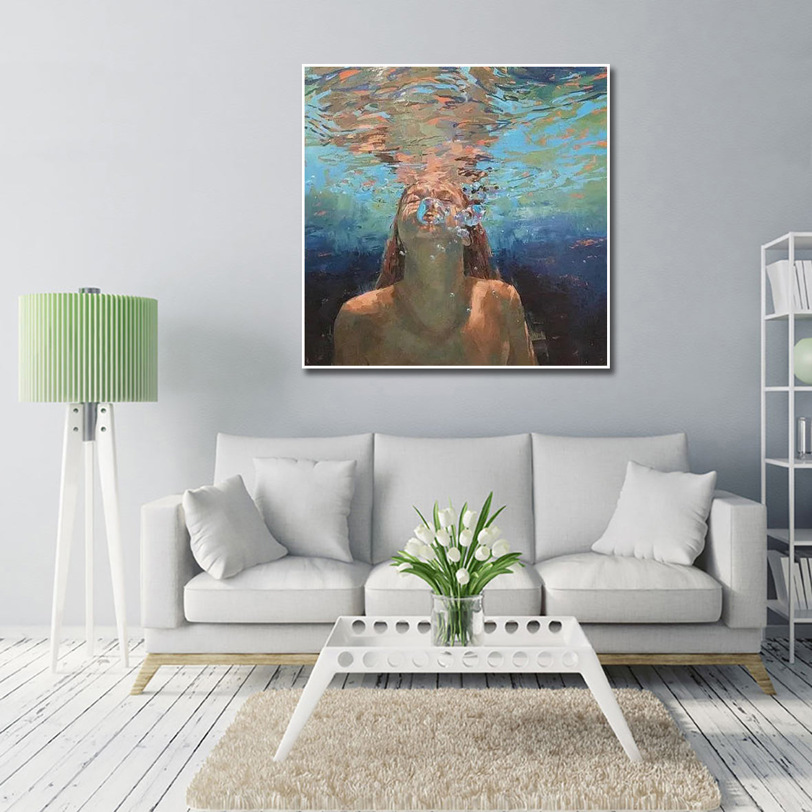 Hand Made Painting Stretched 1 Panel - Diving Woman