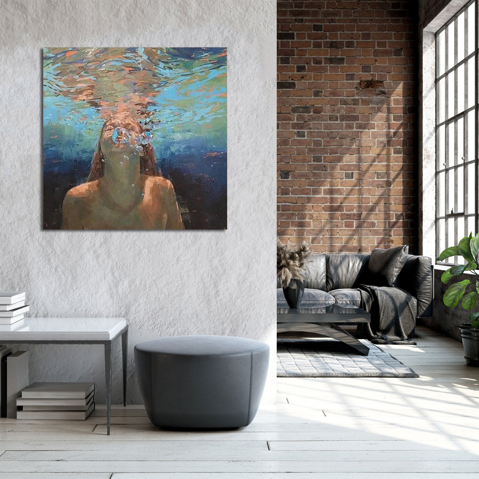 Hand Made Painting Stretched 1 Panel - Diving Woman
