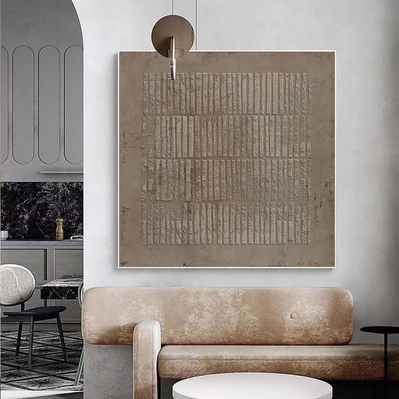 Hand Made Painting Stretched 1 Panel - Wabi-Sabi Beige Abstract