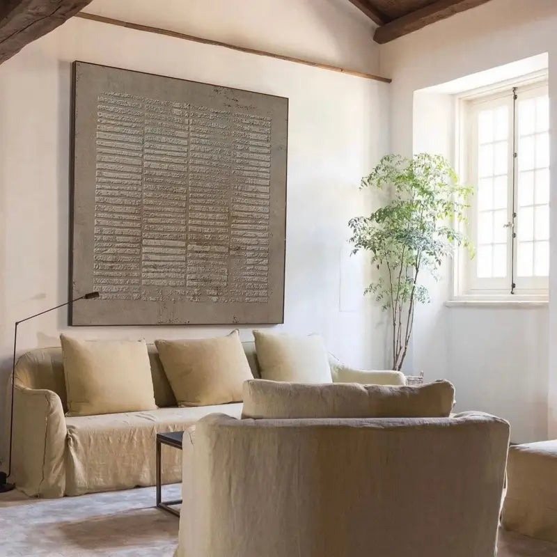 Hand Made Painting Stretched 1 Panel - Wabi-Sabi Beige Abstract