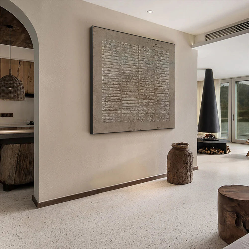 Hand Made Painting Stretched 1 Panel - Wabi-Sabi Beige Abstract