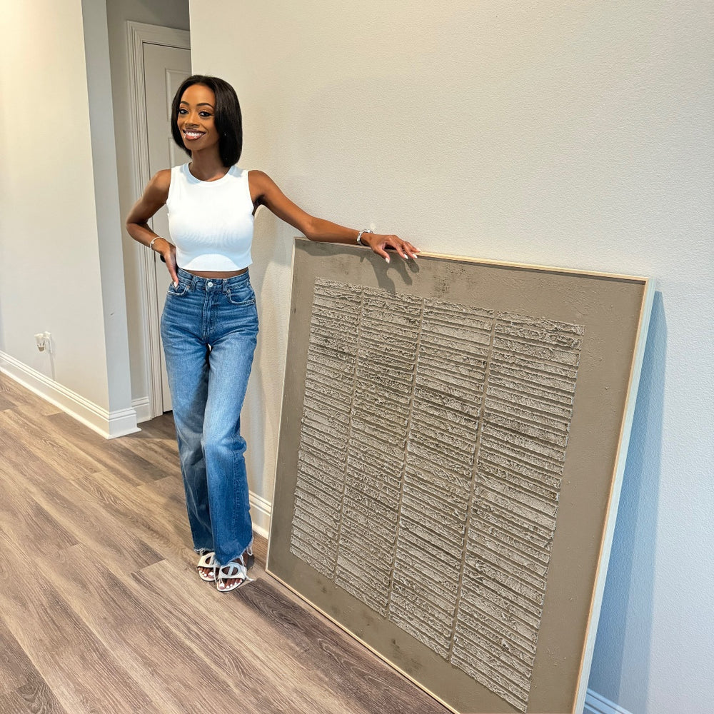 Hand Made Painting Stretched 1 Panel - Wabi-Sabi Beige Abstract