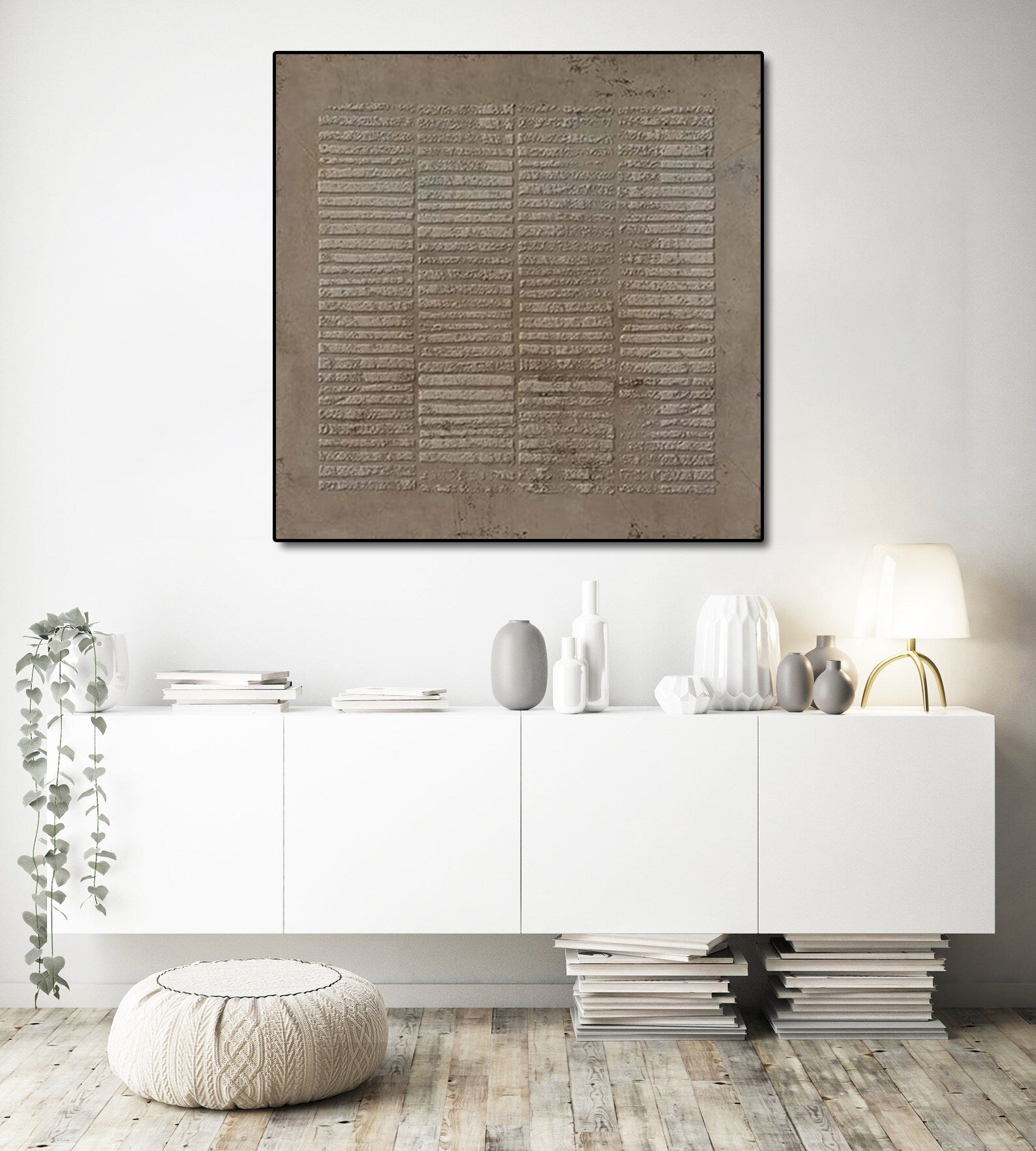 Hand Made Painting Stretched 1 Panel - Wabi-Sabi Beige Abstract