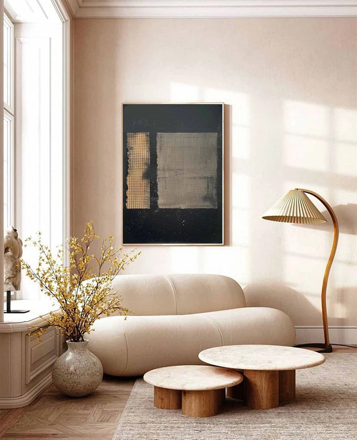 Hand Made Painting Stretched 1 Panel - Modern Abstract Wabi Sabi Painting