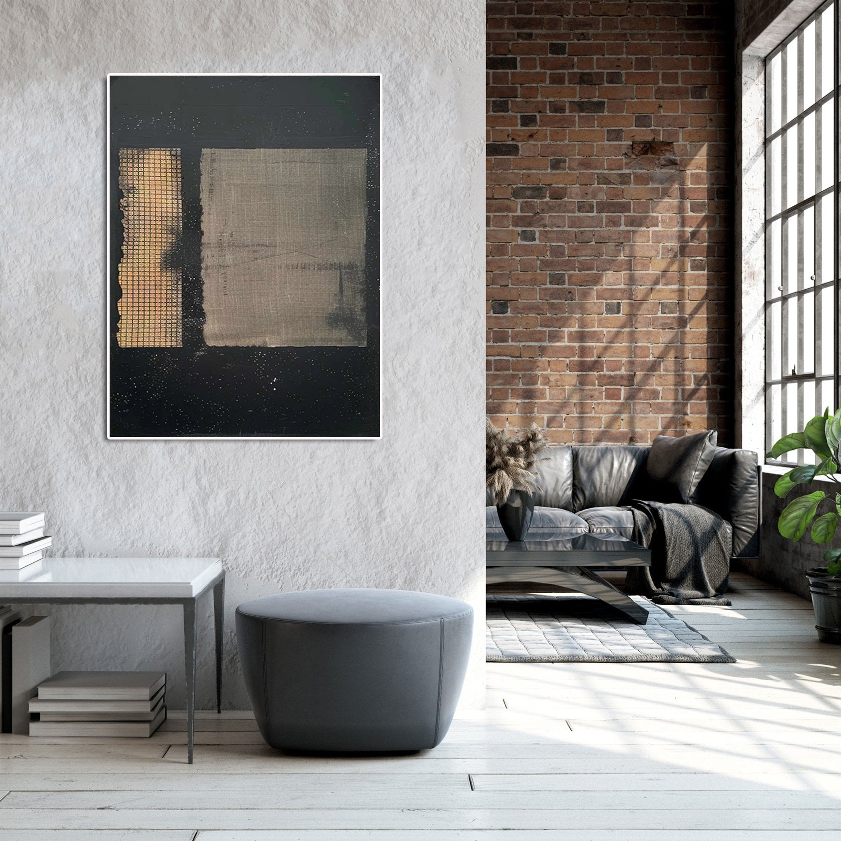 Hand Made Painting Stretched 1 Panel - Modern Abstract Wabi Sabi Painting