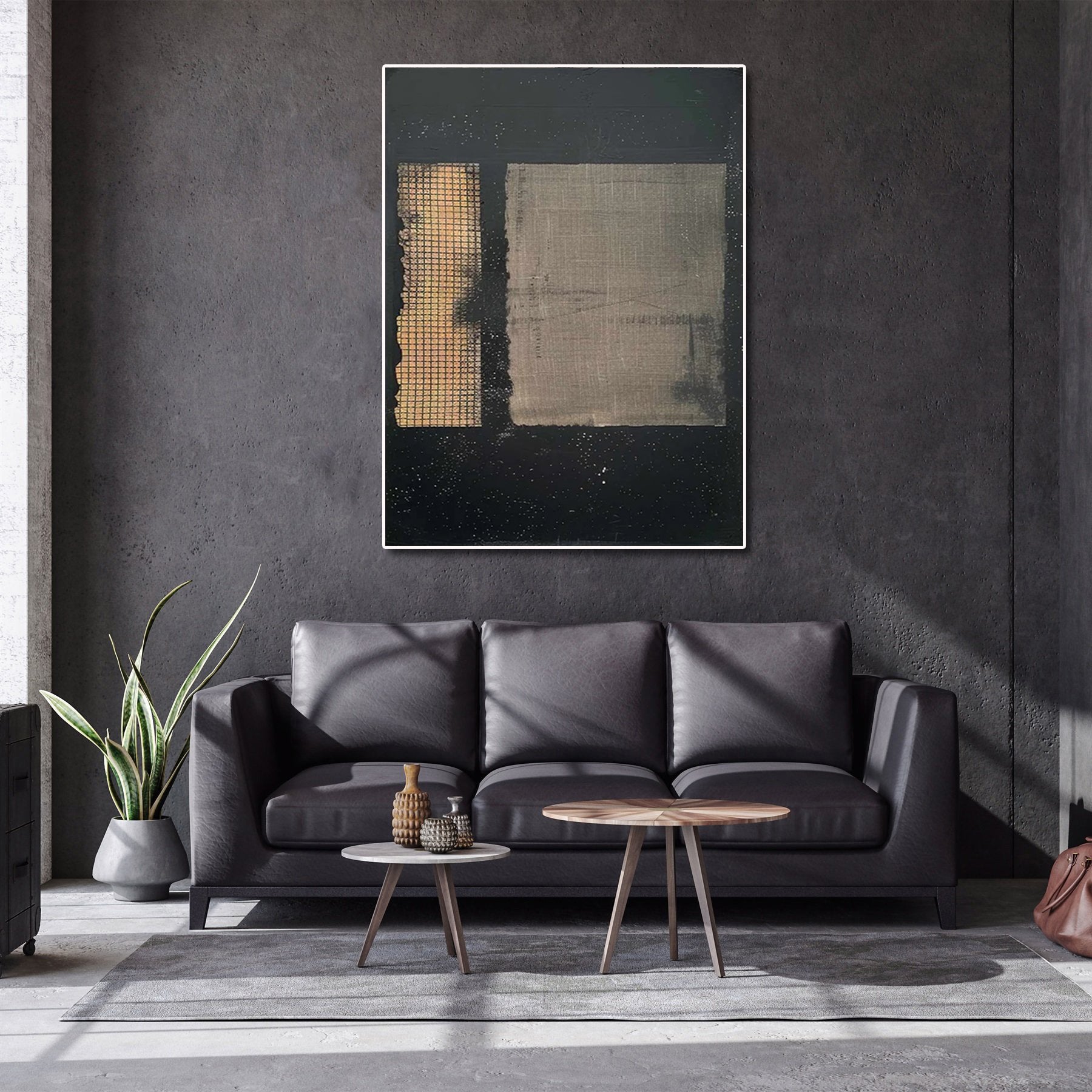 Hand Made Painting Stretched 1 Panel - Modern Abstract Wabi Sabi Painting