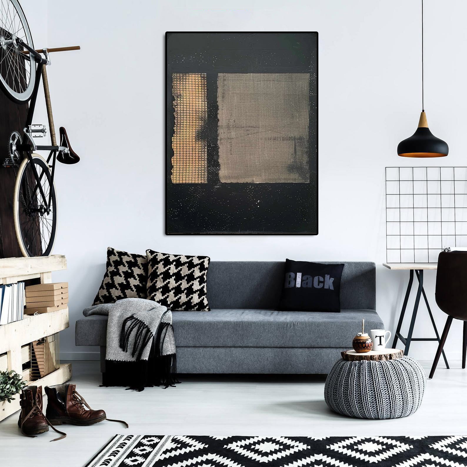 Hand Made Painting Stretched 1 Panel - Modern Abstract Wabi Sabi Painting