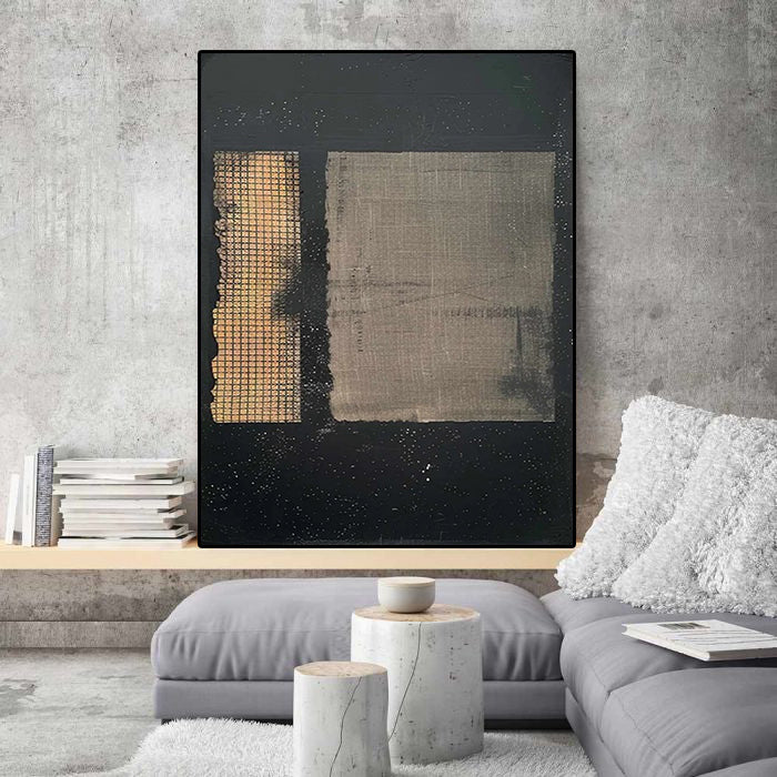 Hand Made Painting Stretched 1 Panel - Modern Abstract Wabi Sabi Painting