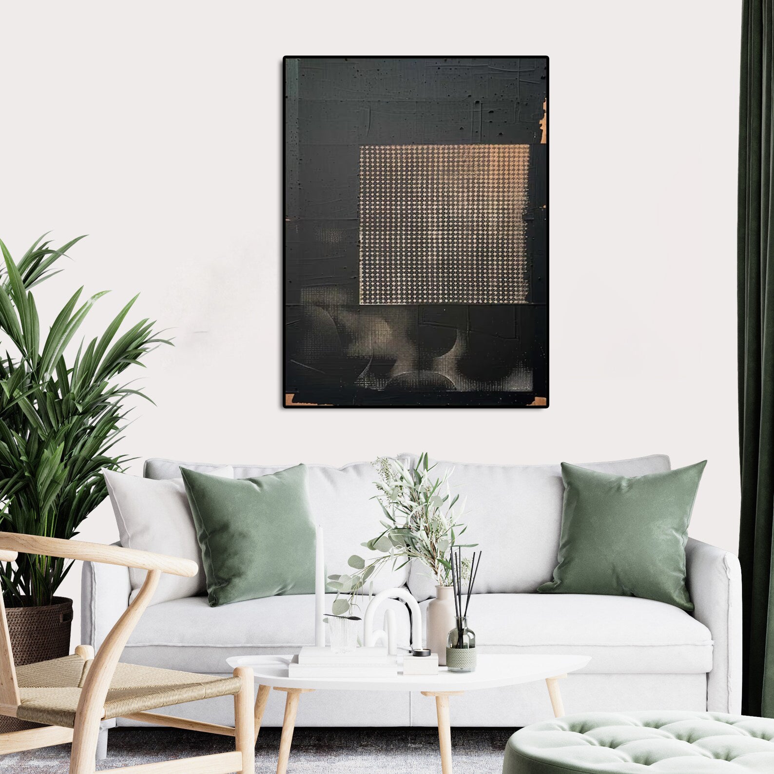 Hand Made Painting Stretched 1 Panel - Modern Abstract Wabi Sabi Painting