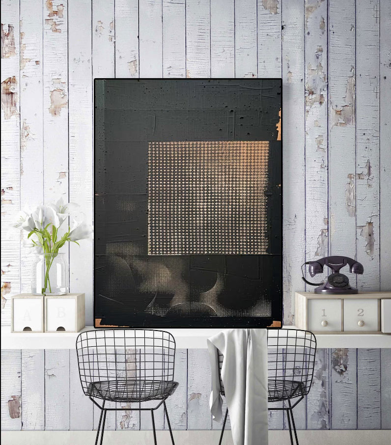 Hand Made Painting Stretched 1 Panel - Modern Abstract Wabi Sabi Painting