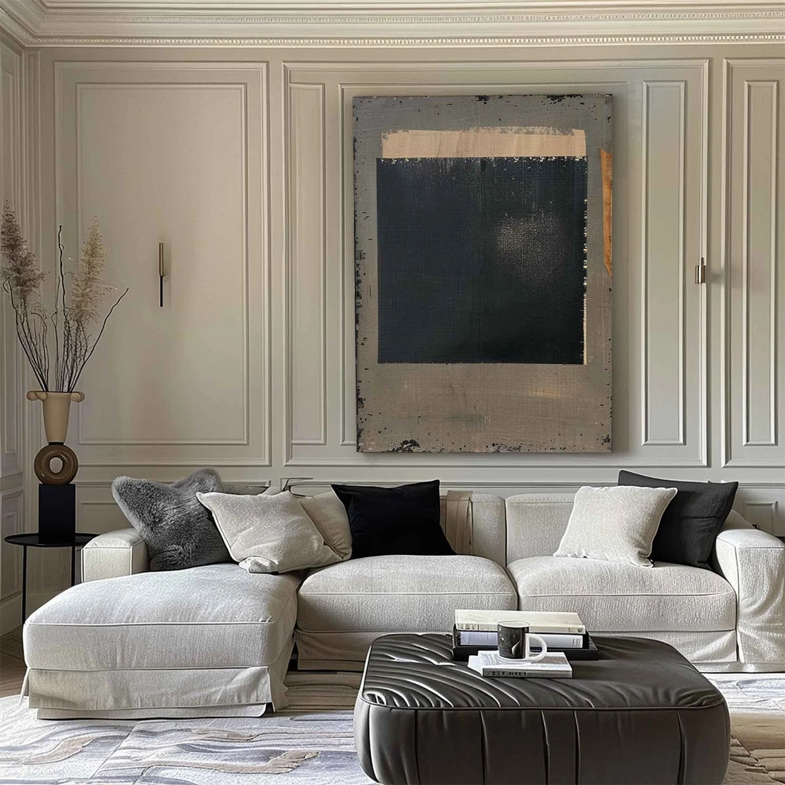 Hand Made Painting Stretched 1 Panel - Modern Abstract Wabi Sabi Painting