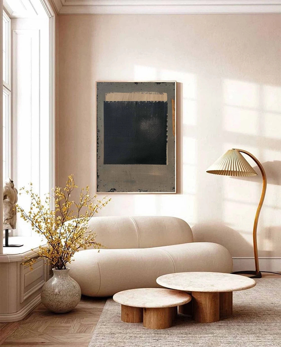 Hand Made Painting Stretched 1 Panel - Modern Abstract Wabi Sabi Painting