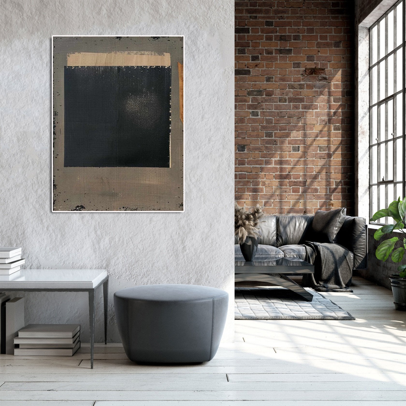 Hand Made Painting Stretched 1 Panel - Modern Abstract Wabi Sabi Painting