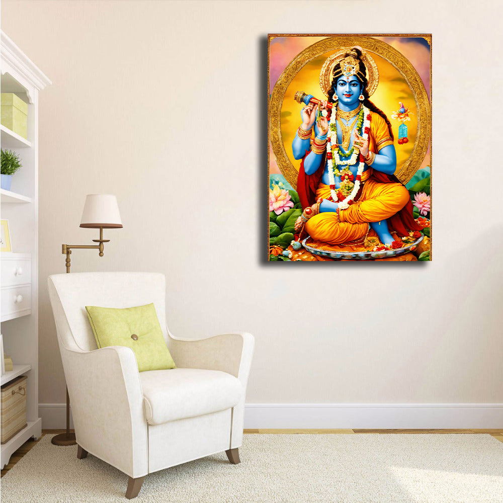 Pine Stretched  Framed 1 Panel - Hare Krishna