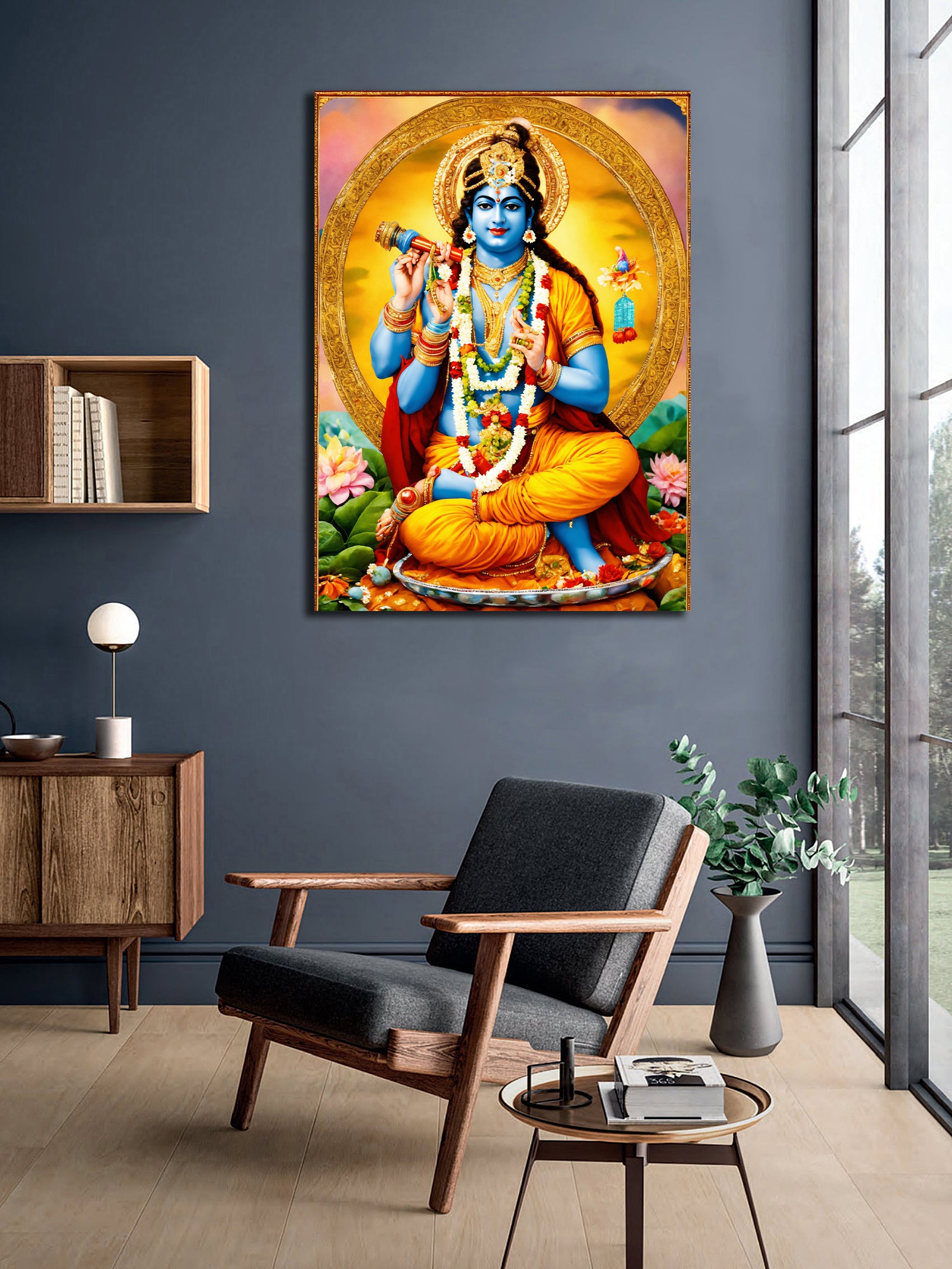 Pine Stretched  Framed 1 Panel - Hare Krishna