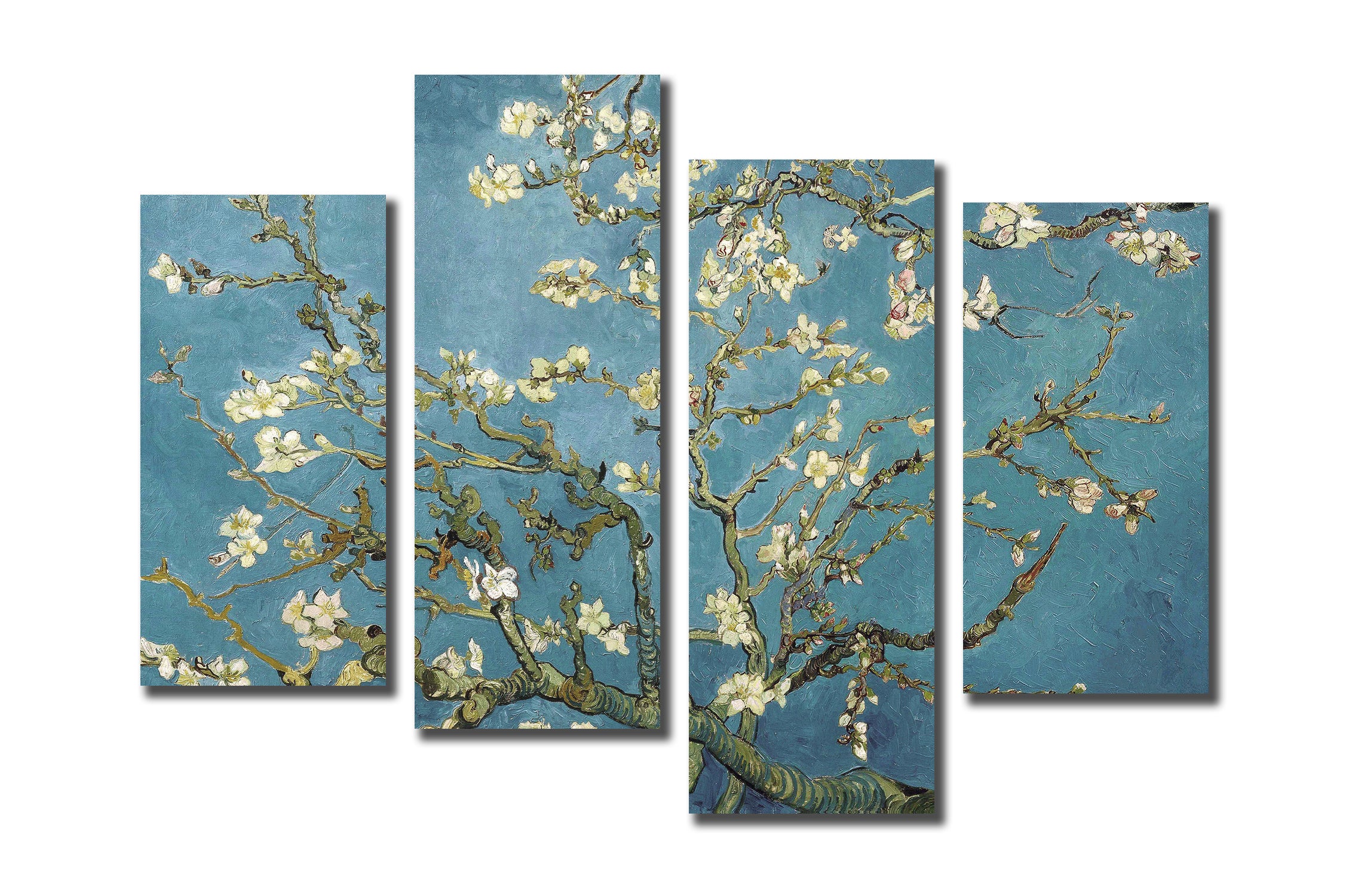 Modern Botanical Canvas Wall Art Print Poster | Home Decor | Stretched 4 Panels - Flower