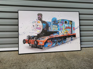 Framed 1 Panel - Banksy -Thomas Tank Engine Graffiti Street Art