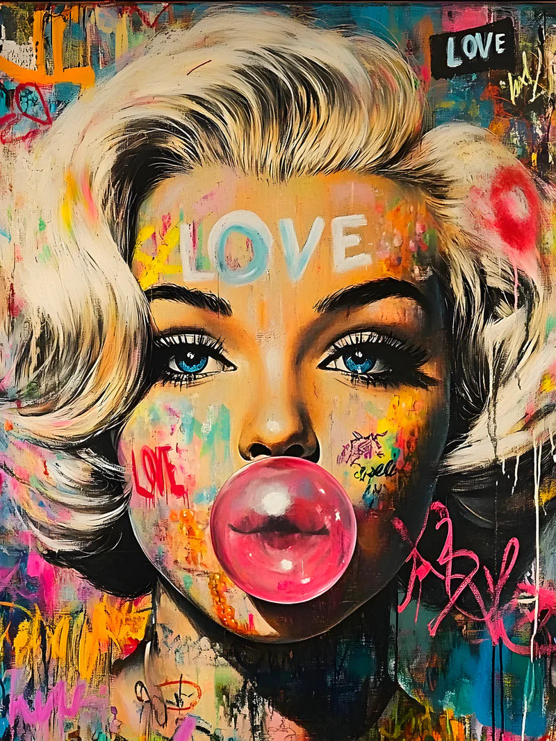 Modern Pop Art Canvas Wall Art Print Poster | Home Decor | Stretched 1 Panel - Marilyn Monroe