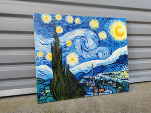 Pine Stretched  Framed 1 Panel - Oil Painting - The Starry Night (Van Gogh)